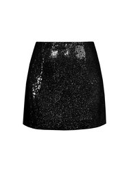 Sequined Mini A-Line Skirt - Black Sequin