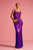 Sequined Square-Neck Evening Gown - Purple Sequin