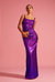 Sequined Square-Neck Evening Gown