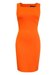 Square-Neck Sheath Dress - Neo Orange