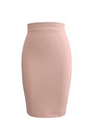 Stretch Ribbed Skirt - Beige Rib