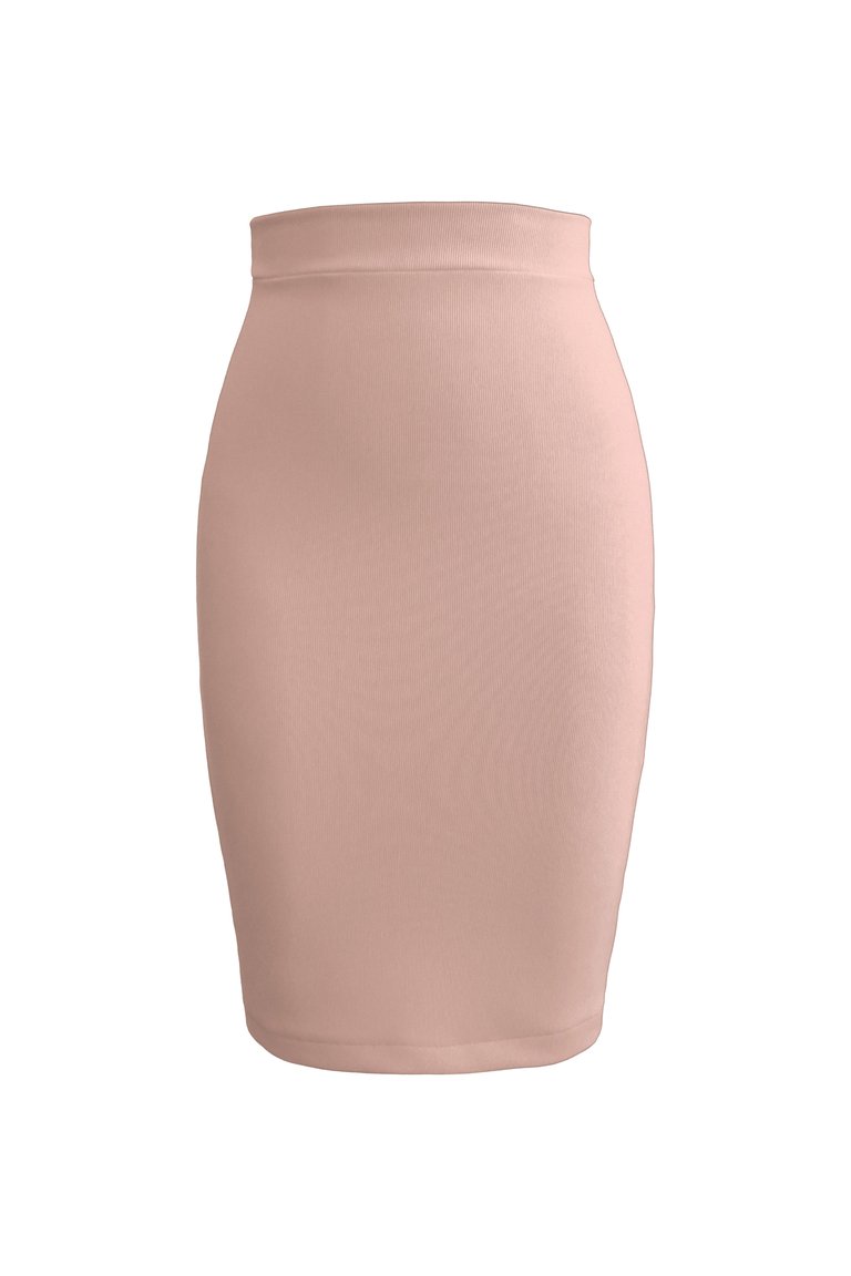 Stretch Ribbed Skirt - Beige Rib