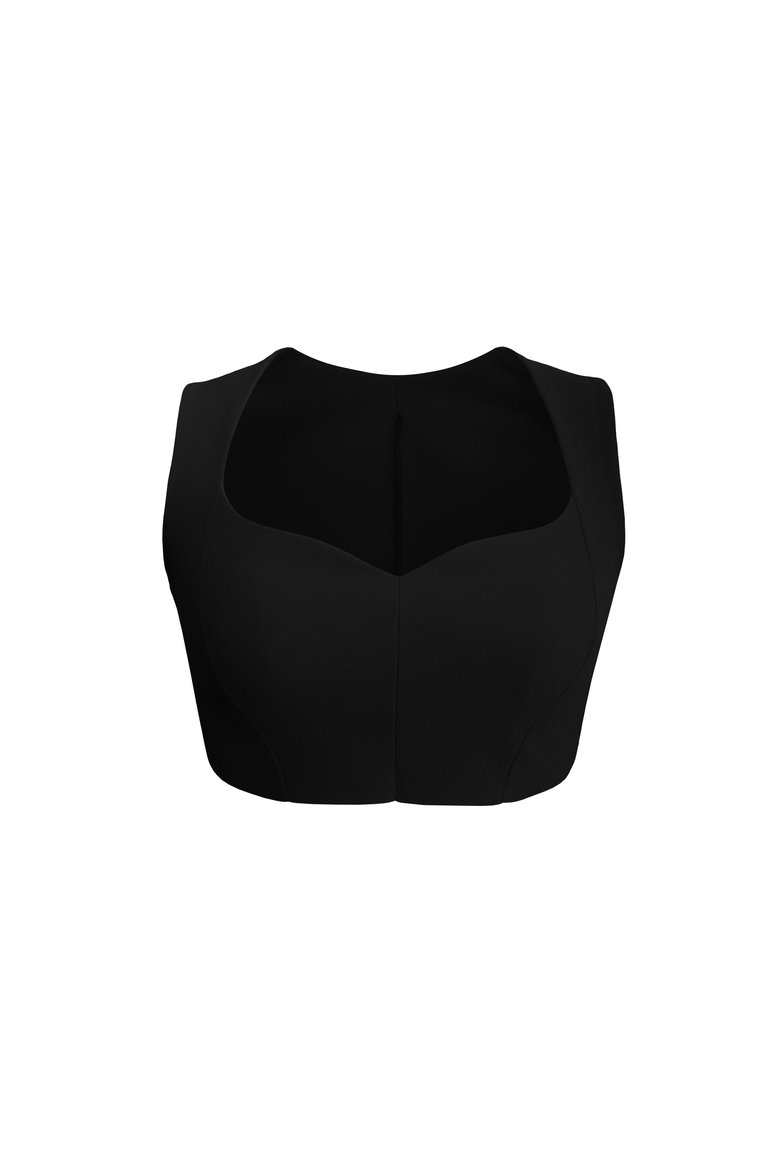 Sweetheart Cropped Top - Black