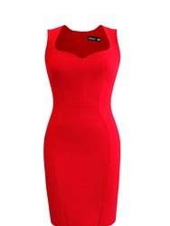 Sweetheart Dress With Tapered Straps - Blood Red