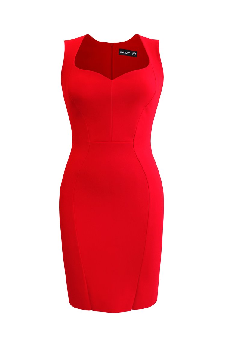 Sweetheart Dress With Tapered Straps - Blood Red