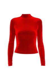 Velvet Turtleneck Top - Red Velvet