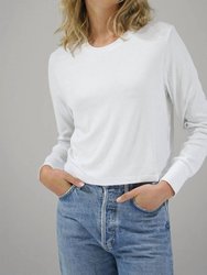 Ribbed Long Sleeve Crew - White