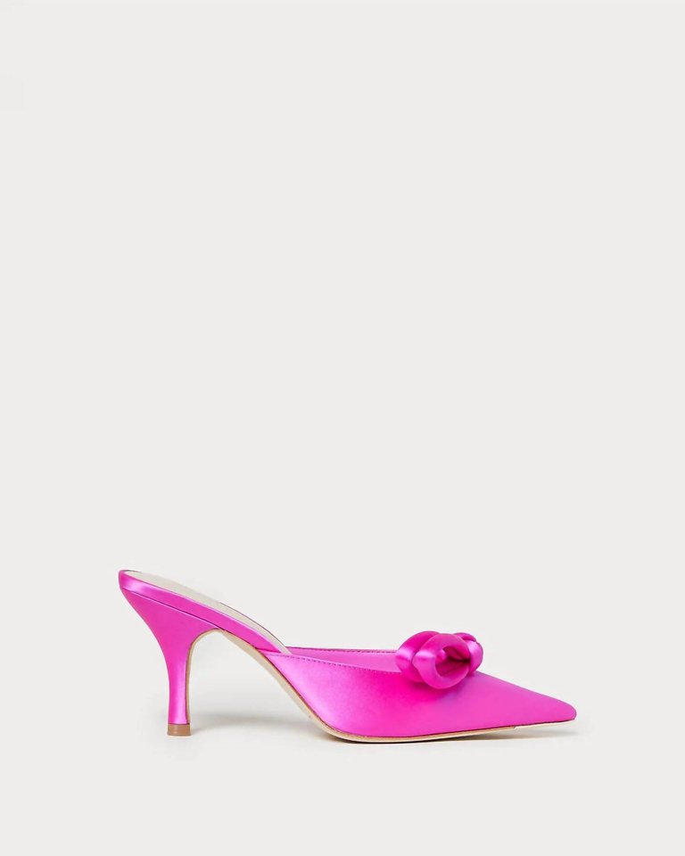 Amyra Bow Kitten Mule In Fuchsia - Fuchsia