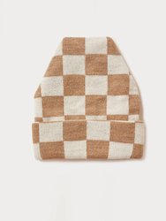 Barlet Checker Knit Beanie In Camel - Camel