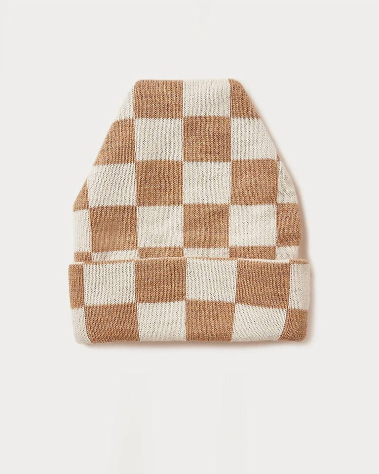 Barlet Checker Knit Beanie In Camel - Camel