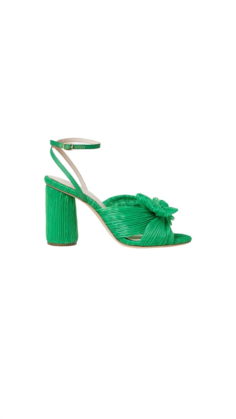 Camellia Pleated Bow Heel In Clover - Clover