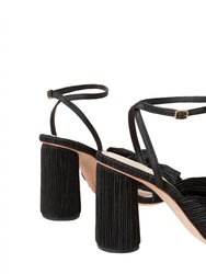 Randall Camellia Pleated Bow Heel In Black