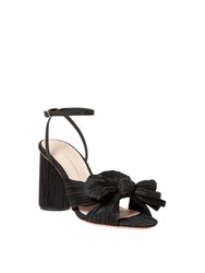 Randall Camellia Pleated Bow Heel In Black