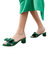 Women Emilia Pleated Bow Heel Sandal In Emerald