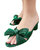 Women Emilia Pleated Bow Heel Sandal In Emerald