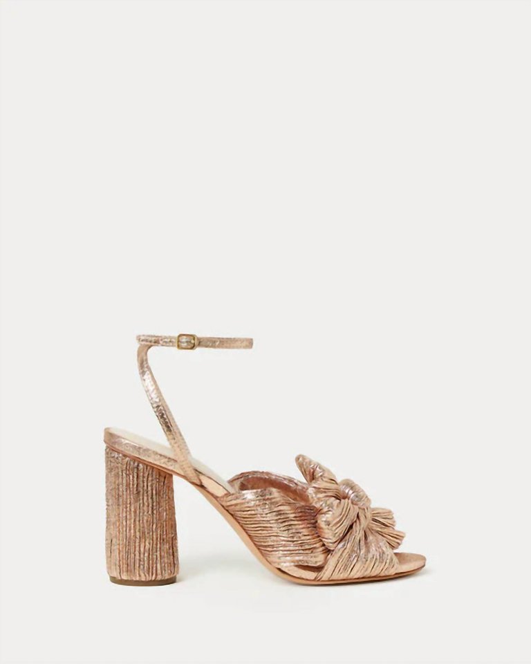 Women's Camellia Pleated Bow Heel Sandal In Dune - Dune