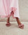 Women's Camellia Pleated Bow Heel Sandal In Metallic Rose