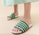 Women's Henri Crochet Raffia Sandal In Green/White