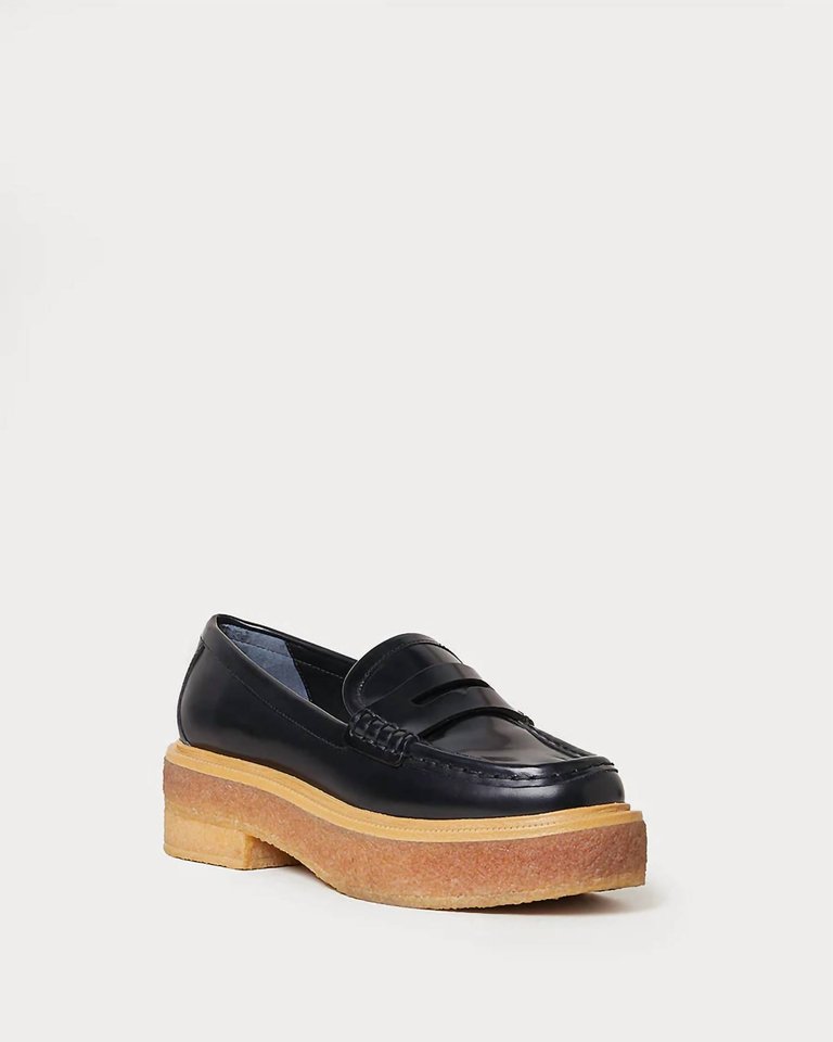 Women's Rikki Black Platform Loafer In Black - Black