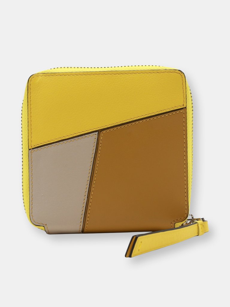 Loewe Women's Puzzle Square Zip Leather Wallet - Yellow