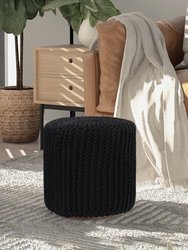 Boyd Pouf, Cotton Yarn Ottoman - Black