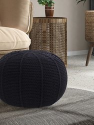 Bryden Pouf Cotton Yarn Ottoman - Black