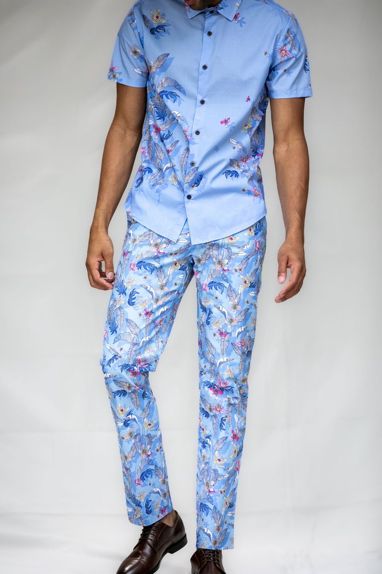 Charles Falling Flowers Pant - Blue - Charles Falling Flowers Blue