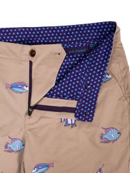Charles Fish Embroidery Pants In Sand