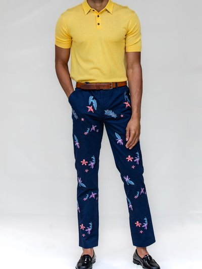 Loh Dragon Charles Flower Embroidery Pant - Navy product