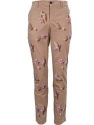 Charles Flower Embroidery Pant - Sand - Charles Flower Embroidery Sand
