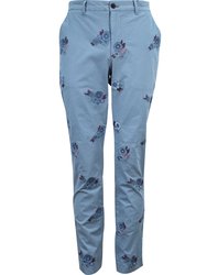 CHARLES LOVE FLORAL EMBROIDERY PANTS - AEGEAN - Charles Love Floral Embroidery Aegean