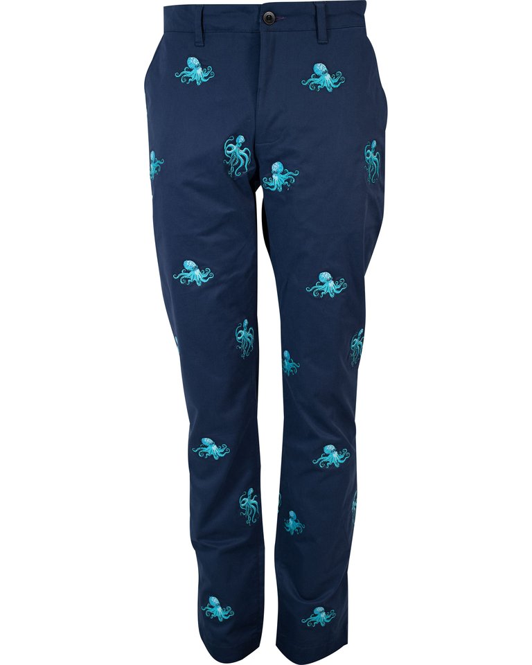 Charles Octopus Embroidery Pants - Octopus Embroidery Navy