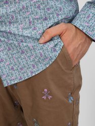 Charles Rockskull Embroidery Pants - Tan