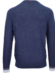 Colin Jacquard Merino Paisley Sweater - Navy