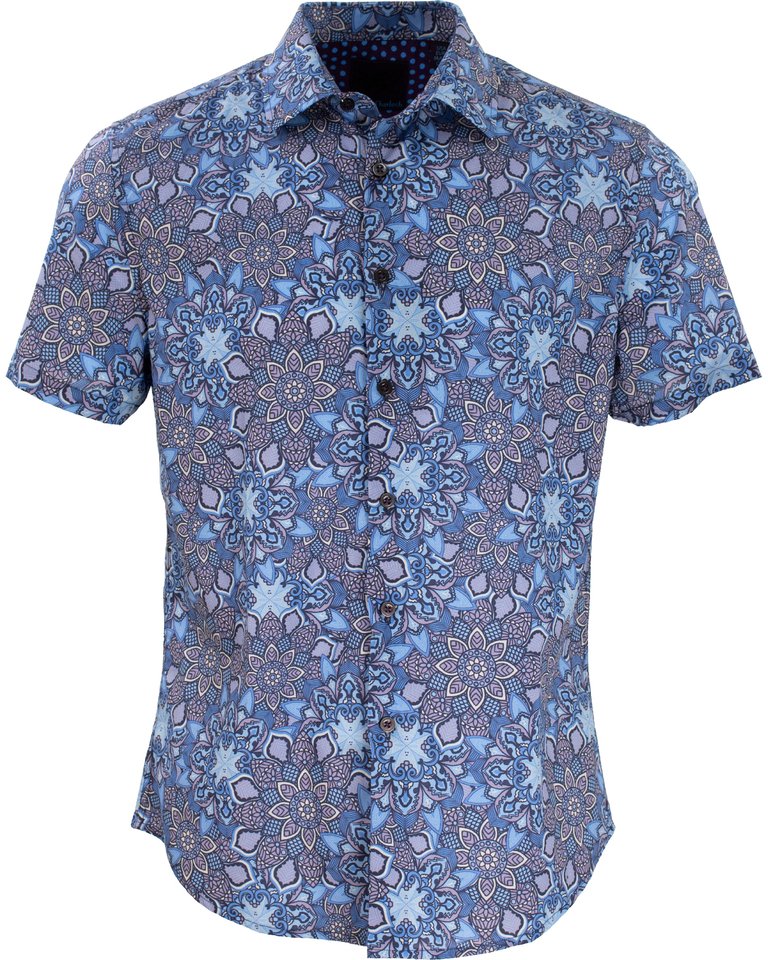 George Hippe Medallion Blue Shirt - Hippie Medallion Blue