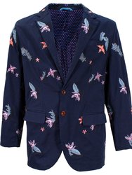 Julius Flower Embroidery Blazer - Navy - Navy