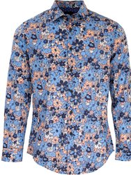 Norman Wonderbar Floral Blue Shirt - Wonerbar floral blue