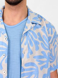 Ralph Loop Coral Canvas Camp Shirt In Sky