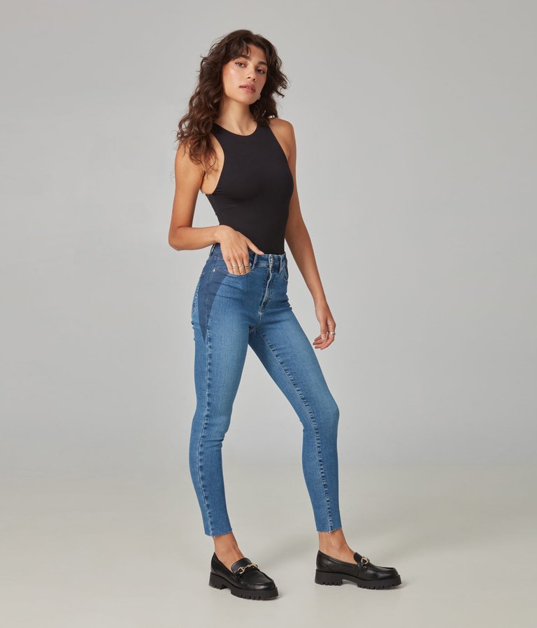Alexa High Rise Skinny Jeans - Coated Costal Blue - Coated Costal Blue