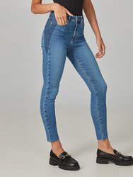 Alexa High Rise Skinny Jeans - Coated Costal Blue