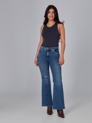 Bradly-Dis Mid Rise Flare Jeans - Dim Sky