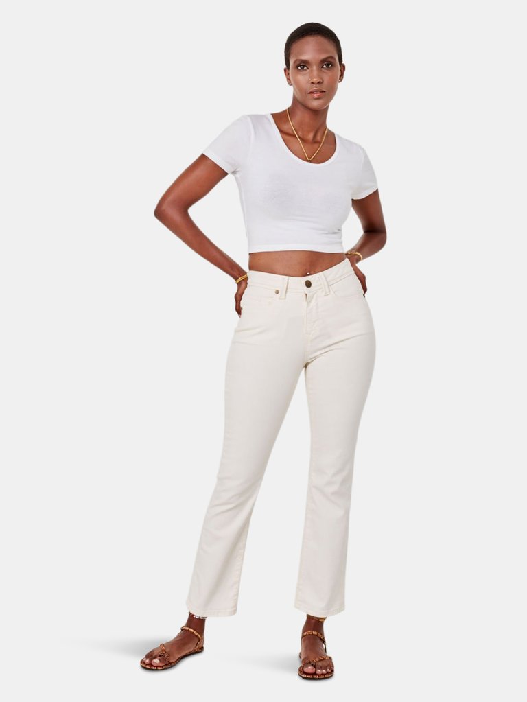 KATE-IVRY High Rise Straight Jeans - Ivory