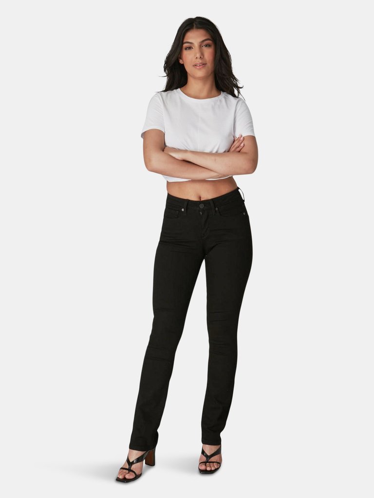 Kristine-BLK Mid-Rise Straight Jeans - Black