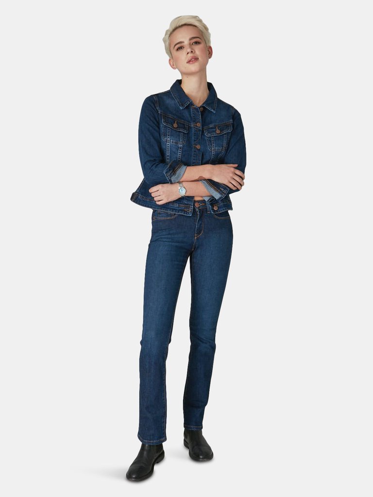 Kristine-CSN Mid-Rise Straight Jeans - Cool Starry Night