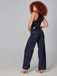 Milan Dark Rinse Blue High Rise Wide Leg Jeans