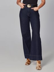 Milan Dark Rinse Blue High Rise Wide Leg Jeans