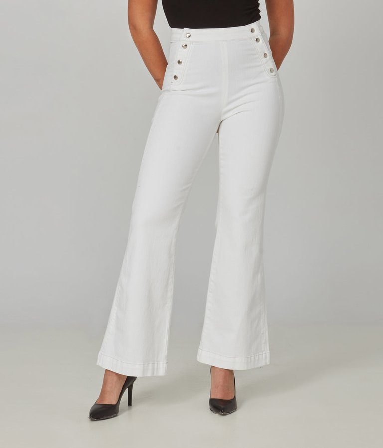 Stevie White High Rise Flare Jeans - White