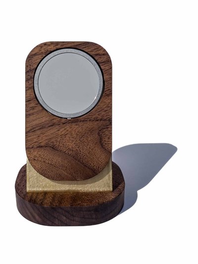 Loma Living Mag Charging Stand - Walnut/Brass With Weighted Base product