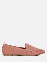 Abedi Rhinestone Embellished Pull Tab Loafers - Pink