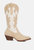 Adanna Micro Suede Patchwork Cowboy Boots - Beige